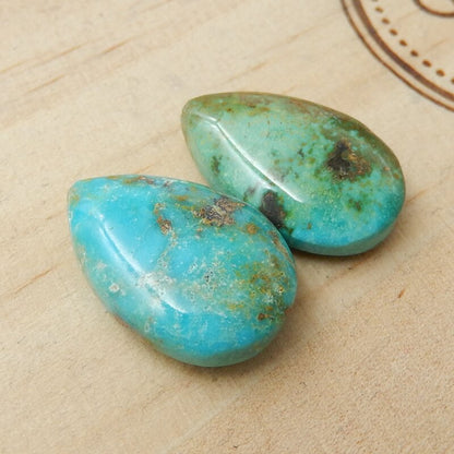 Sale 2 Pcs Turquoise Teardrop Gemstone Cabochon, 20x14x7mm, 21x13x7mm, 5.1g - MyGemGarden