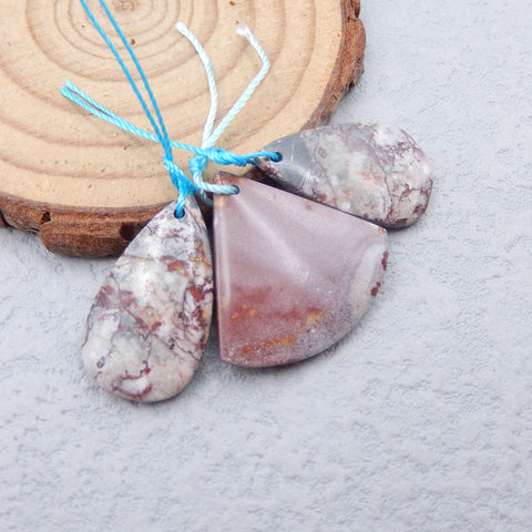 3 PCS Natural Agate Pendant Beads 24x4mm, 23x13x4mm, 6.9g