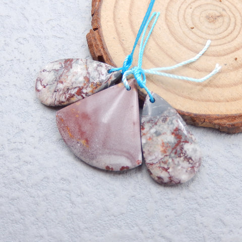 3 PCS Natural Agate Pendant Beads 24x4mm, 23x13x4mm, 6.9g