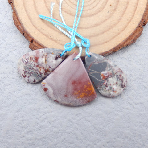 3 PCS Natural Agate Pendant Beads 24x4mm, 23x13x4mm, 6.9g