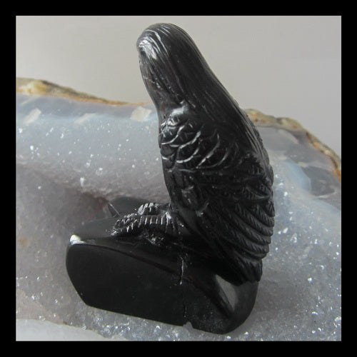 Black Agate Bird Carving Decoration , 38x27x60mm, 29.3g - MyGemGarden
