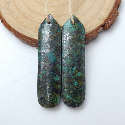 Natural African Turquoise Earrings Pair, stone for Earrings making, 42x10x5mm, 10.7g - MyGemGarden