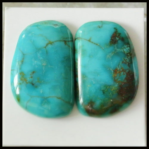 Natural Turquoise Gemstone Cabochon Pair 27x17x5mm,8.5g - MyGemGarden