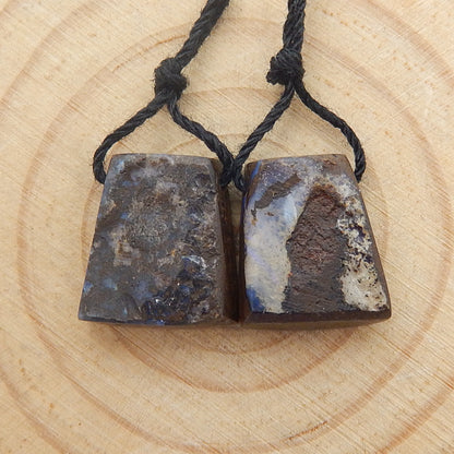 Natural Boulder Opal Earrings Pair, stone for Earrings making, 14x13x5mm, 3.2g - MyGemGarden