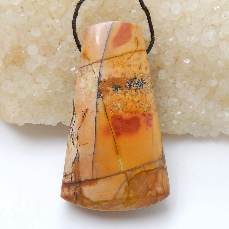 Natural Multi-Color Picasso jasper Drilled Pendant Bead, 51x30x12mm, 29.7g - MyGemGarden