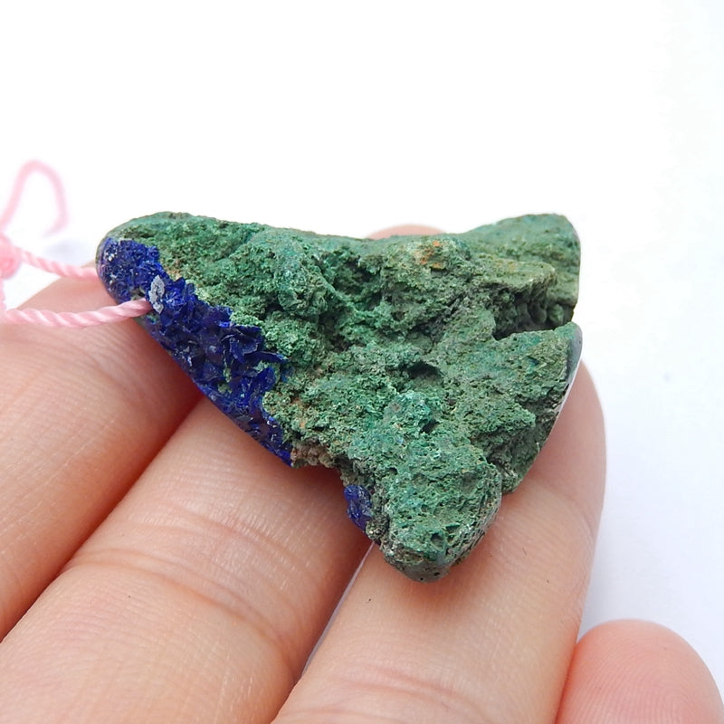 Nugget Blue Azurite Gemstone Pendant Bead, Natural Stone, 36x32x12mm, 13.6g - MyGemGarden
