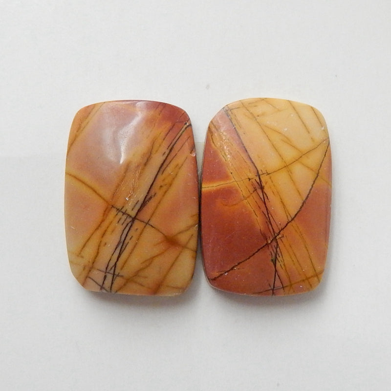 Natural Multi-Color Picasso jasper Gemstone Cabochon Pair, 17x12x4mm, 3.1g - MyGemGarden