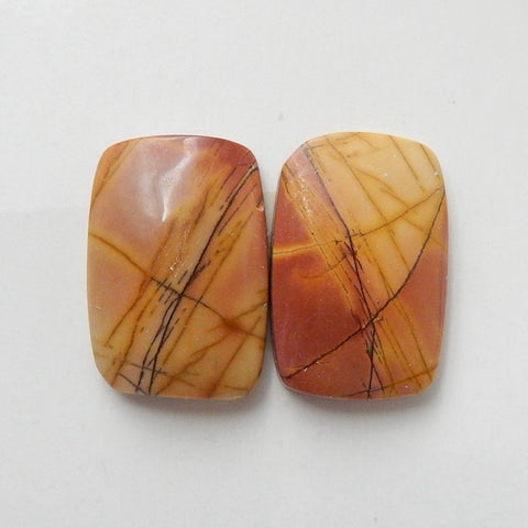 Natural Multi-Color Picasso jasper Gemstone Cabochon Pair, 17x12x4mm, 3.1g - MyGemGarden