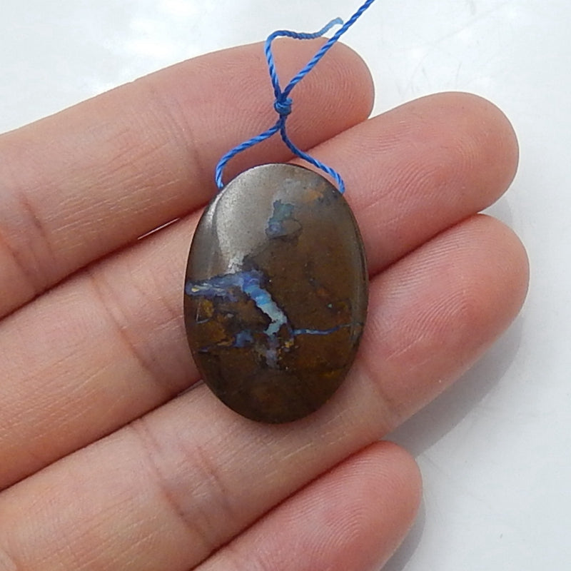 Natural Boulder opal Drilled Gemstone Pendant Bead, 21x18x5mm, 4.1g - MyGemGarden