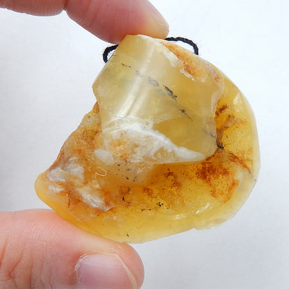 Nugget Yellow Opal Gemstone Pendant, Natural Stone Jewelry, 43x37x18mm, 24.3g - MyGemGarden