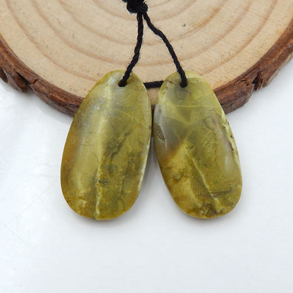 Yellow Opal Earrings, stone for earrings making, 26x14x4mm, 3.8g - MyGemGarden