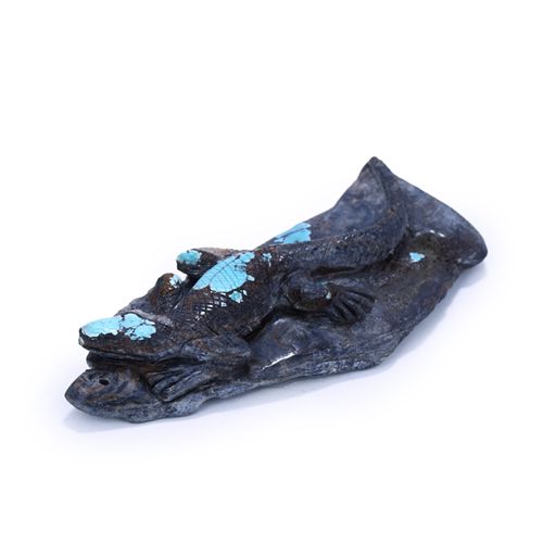 Online Sale Turquoise Carved lizard Gemstone Cabochon, 108x46x12mm, 74.6g - MyGemGarden