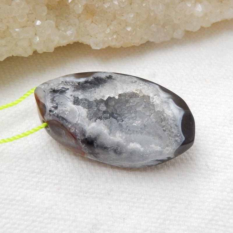 Nugget Drusy Agate Gemstone Pendant Bead, Natural Stone, 34x20x11mm, 10g - MyGemGarden
