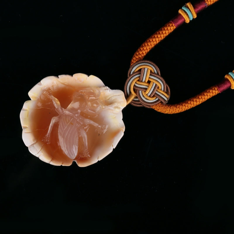 Red Agate Carved Pendant, 47x38x19mm, 27.7g - MyGemGarden