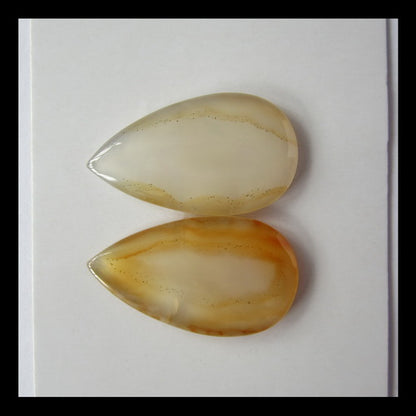 Red Agate Cabochon Pair 31x17x4mm,7.7g - MyGemGarden