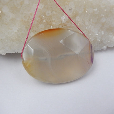 Agate Gemstone Natural Pendant Bead, 40x30x8mm, 15.3g - MyGemGarden