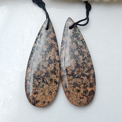 Natural Snowflake Obsidian Teardrop Earrings Pair, stone for Earrings making, 39x15x4mm, 7.57g - MyGemGarden