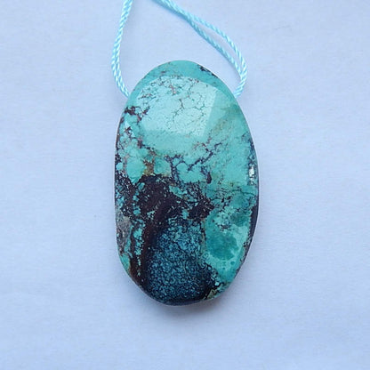 Natural Turquoise Gemstone Pendant Bead, 37x22x8mm, 10.4g - MyGemGarden