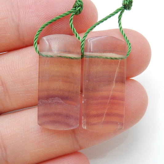 Natural Fluorite Rectangle Earrings Pair, stone for Earrings making, 22x10x4mm, 5.4g - MyGemGarden