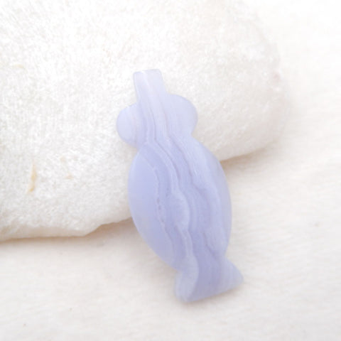 Natural Blue Lace Agate Cabochon 47x20x8mm, 9.7g