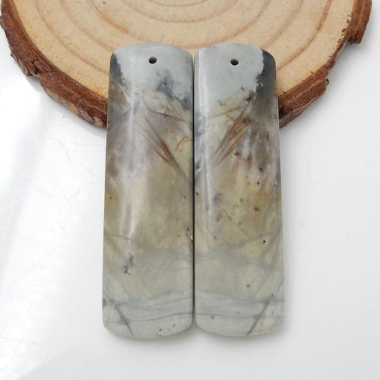Picasso Jasper Rectangle Earrings Stone Pair, stone for earrings making, 45x13x5mm, 14g - MyGemGarden