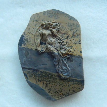 Natural Carved Chohua Jasper Goddess Cabochon, 80x54x11mm, 63.5g - MyGemGarden
