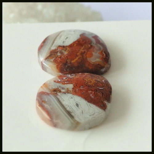 Natural Crazy Lace Agate Gemstone Cabochon Pair 15x14x4mm,2.6g - MyGemGarden