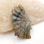 Vintage Hand Carved Labradorite Gemstone Indian Head Pendant , 56x34x8mm, 20.4g - MyGemGarden