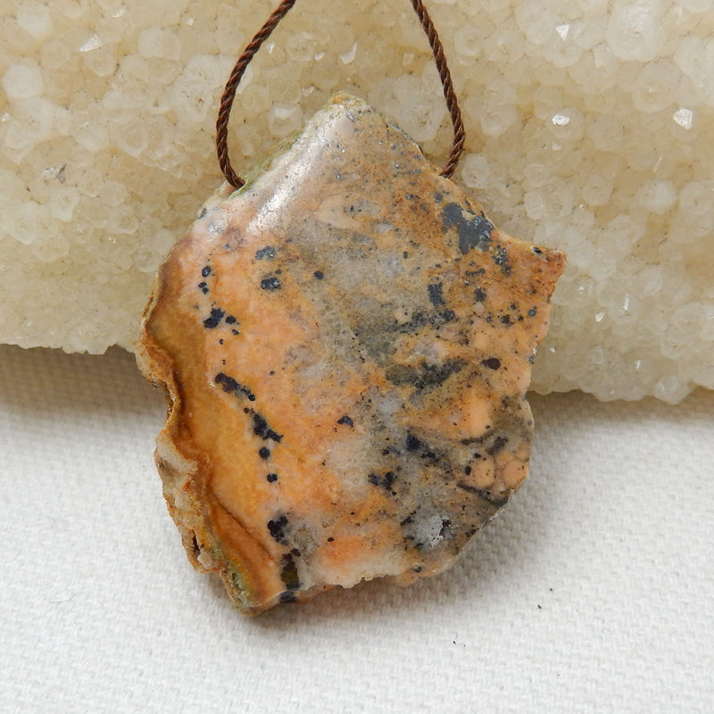 Nugget petrified wood opal Gemstone Pendant, Natural Stone Jewelry, 41x35x9mm, 22.6g - MyGemGarden