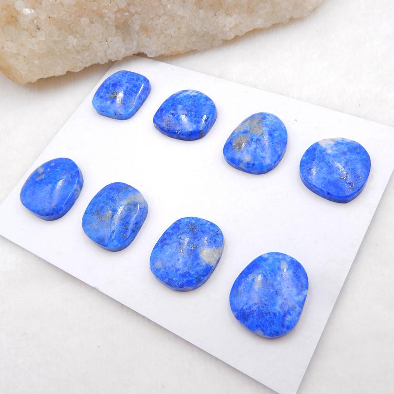 8 Pcs Natural Lapis Lazuli Flatback Gemstone Cabochons, 18x17x4mm, 20x16x4mm, 23.9g