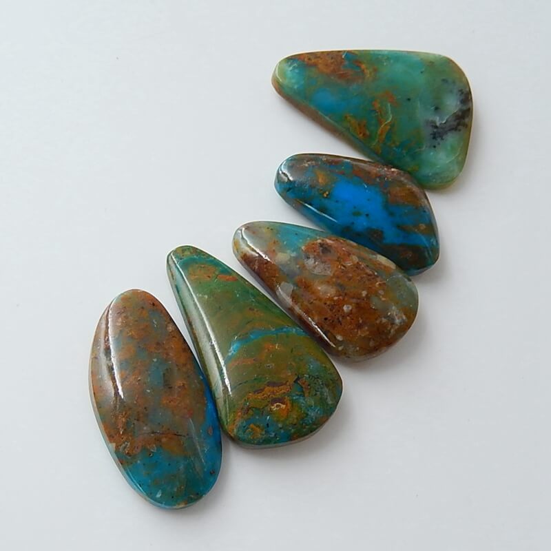 5 pcs Natural Blue Opal Gemstone Cabochons, 31x23x4mm, 26x15x6mm, 16.6g - MyGemGarden