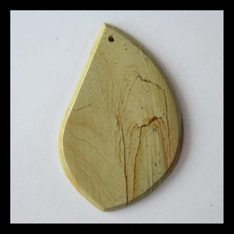Picture Jasper Pendant Bead, 52x34x3mm, 7.6g - MyGemGarden