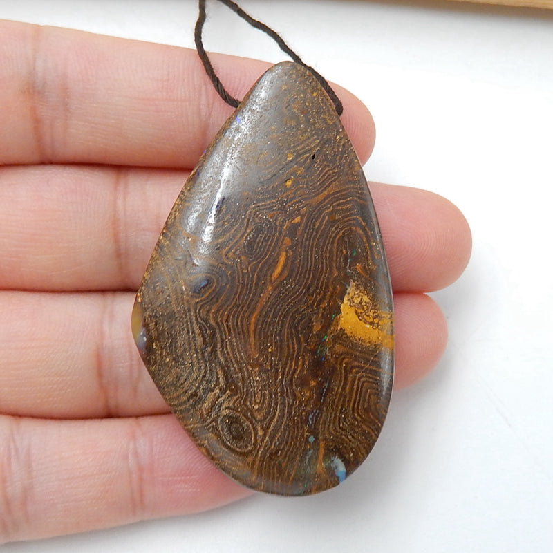 Perle pendentif en pierre gemme percée d'opale boulder ovale, 25x18x3mm, 2.7g
