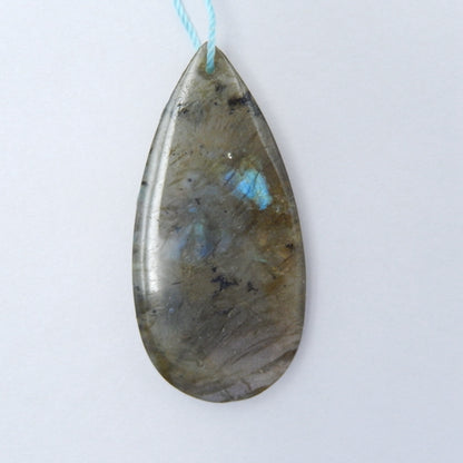Labradorite Gemstone Natural Pendant Bead, 46x22x6mm, 8.7g - MyGemGarden
