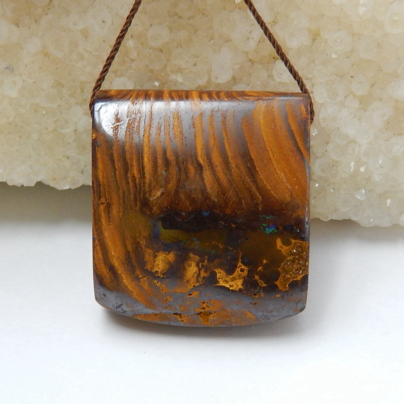 New, Natural Boulder opal Drilled Gemstone Pendant Bead, 29x26x13mm, 19.5g - MyGemGarden
