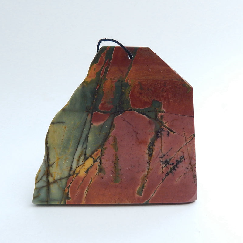 New design Multi-Color Picasso jasper Carved Gemstone Pendant Bead, 66x61x10mm, 55.8g - MyGemGarden