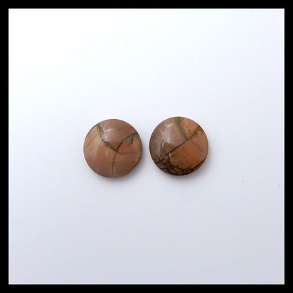2 Pairs Multi-Color Picasso Jasper 16mm round cabochons, 16x16x4mm, 16x16x5mm, 8.2g - MyGemGarden