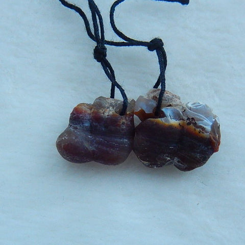 2 pcs Nugget 2pcs Of Fire Agate Gemstone Jewelry Pendant 15x13x7mm, 18x16x8mm, 4.7g - MyGemGarden