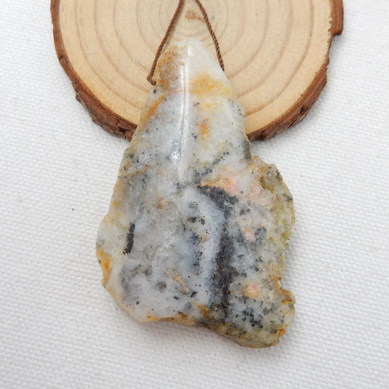 Natural Stone Argentina Rhodochrosite Drilled Gemstone Pendant Bead, 66x4x14mm, 39.6g - MyGemGarden