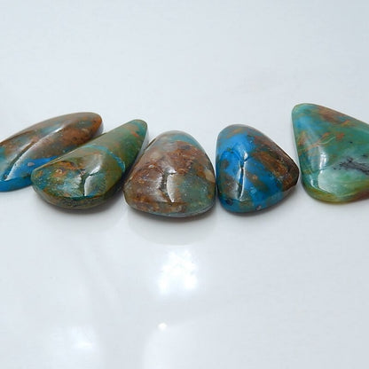 5 pcs Natural Blue Opal Gemstone Cabochons, 31x23x4mm, 26x15x6mm, 16.6g - MyGemGarden