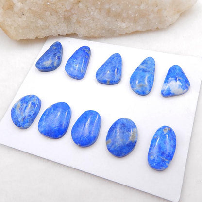 10 Pcs Natural Lapis Lazuli Flatback Gemstone Cabochons, 21x13x5mm, 20x11x5mm, 23.8g