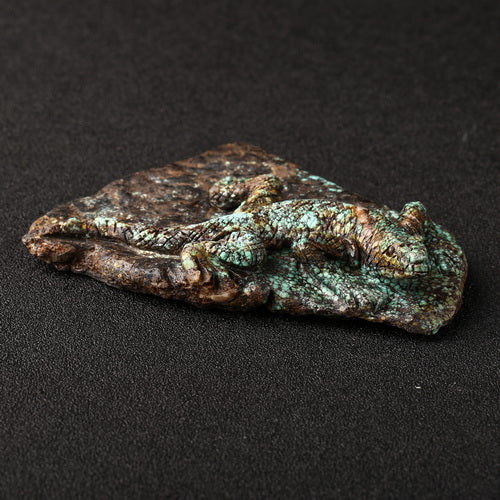 Turquoise Gemstone Lizard Carved Ornament, 90x18x15mm, 98g - MyGemGarden