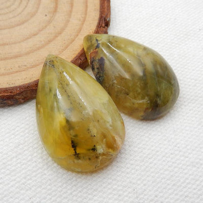 Yellow Opal Teardrop Earrings Stone Pair, stone for earrings making, 29x20x9mm, 11.7g