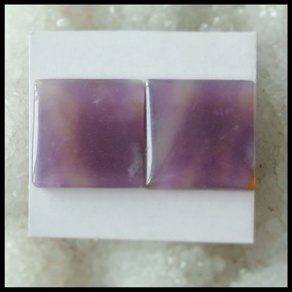 天然紫水晶长方形凸圆形一对，18x3mm，4.9g