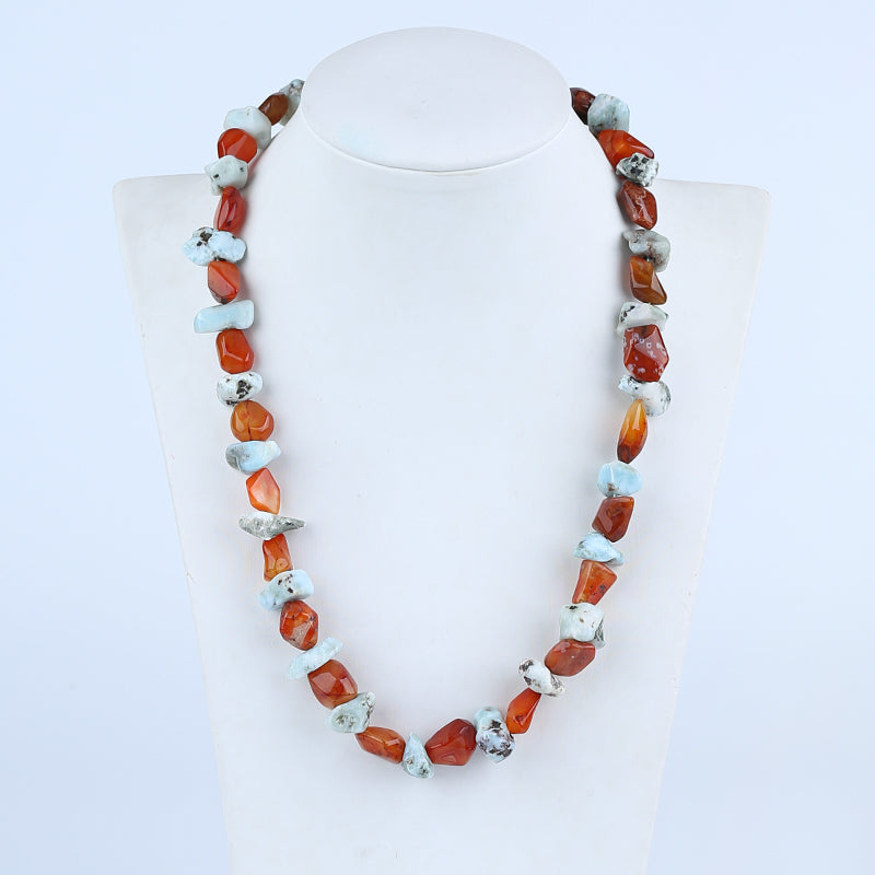 larimar, Agate Gemstone Necklace, Handmade Jewelry, Adjustable Necklace, 1 Strand, 18-28inch, 66g