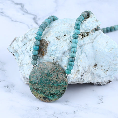 Colliers de pierres précieuses brutes, collier de colliers de pierres précieuses turquoise, collier réglable