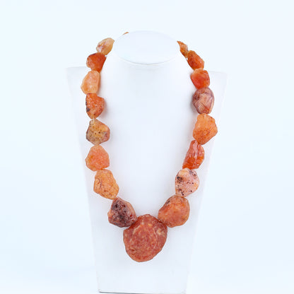 Raw Gemstone Necklaces, Natural Red Agate Gemstone Necklace, 1 Strand, 20 inch, 260g