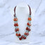 Red Agate, Agate Round Faceted Beads Gemstone Necklace, 925 Silver Buckle Necklace, 1 Strand, 28 inch, 96g