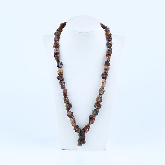 Raw Gemstone Necklaces, Fire Agate Gemstone Necklace, 1 Strand, 22 inch, 76g
