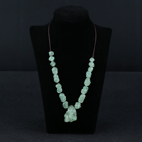 Natural Prehnite Gemstone Necklace, Adjustable Necklace, 1 Strand, 16-24 inch, 41g